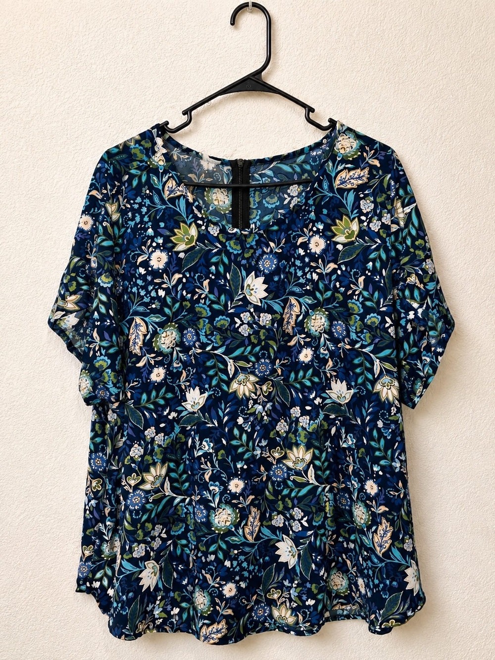 Maurices Navy Floral Short-Sleeve Blouse